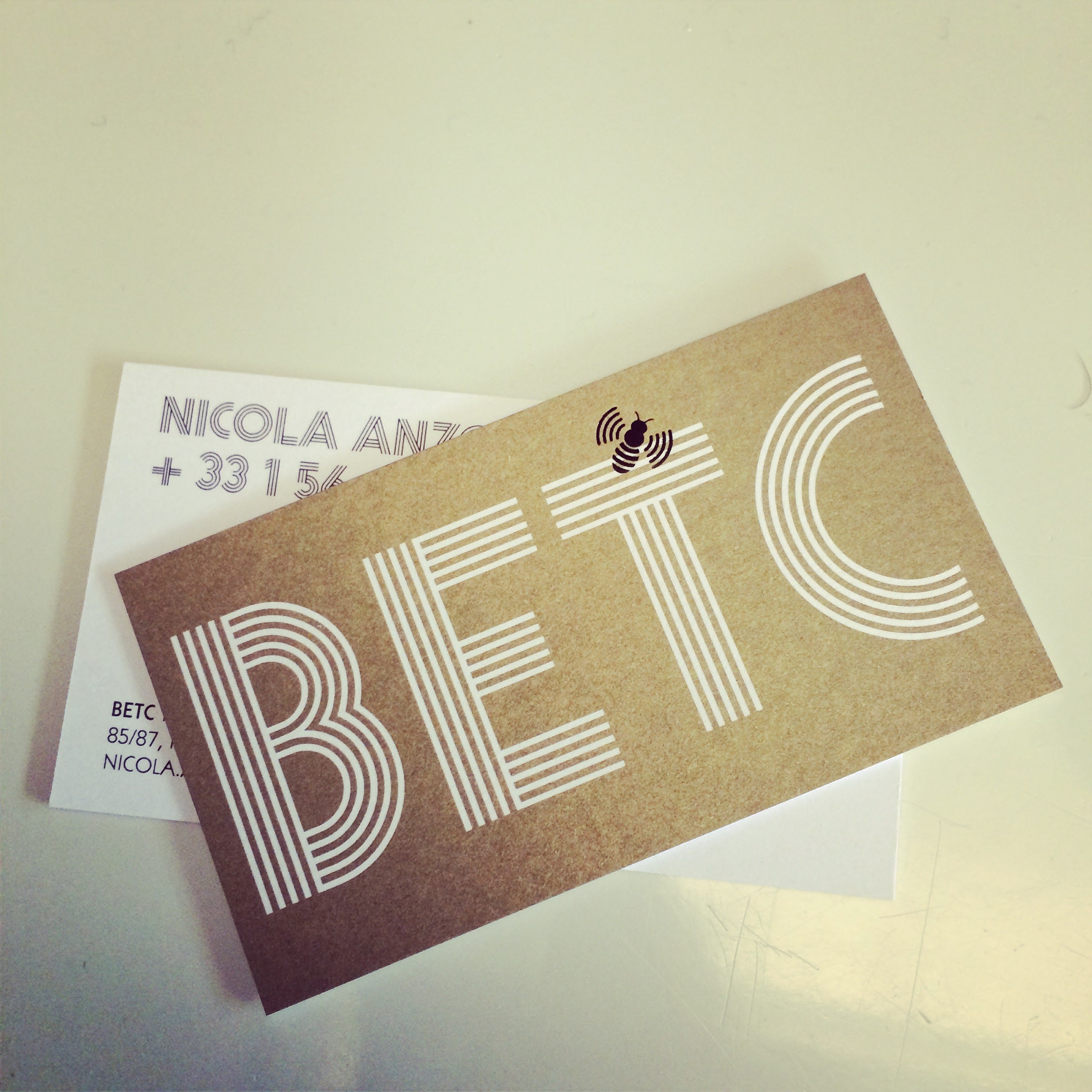 Ma carte de visite recto verso, avec le vieux logo BETC
